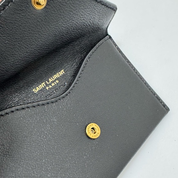 Saint Laurent Leather Pouch Black Gold 5” x 3” - Picture 4 of 5